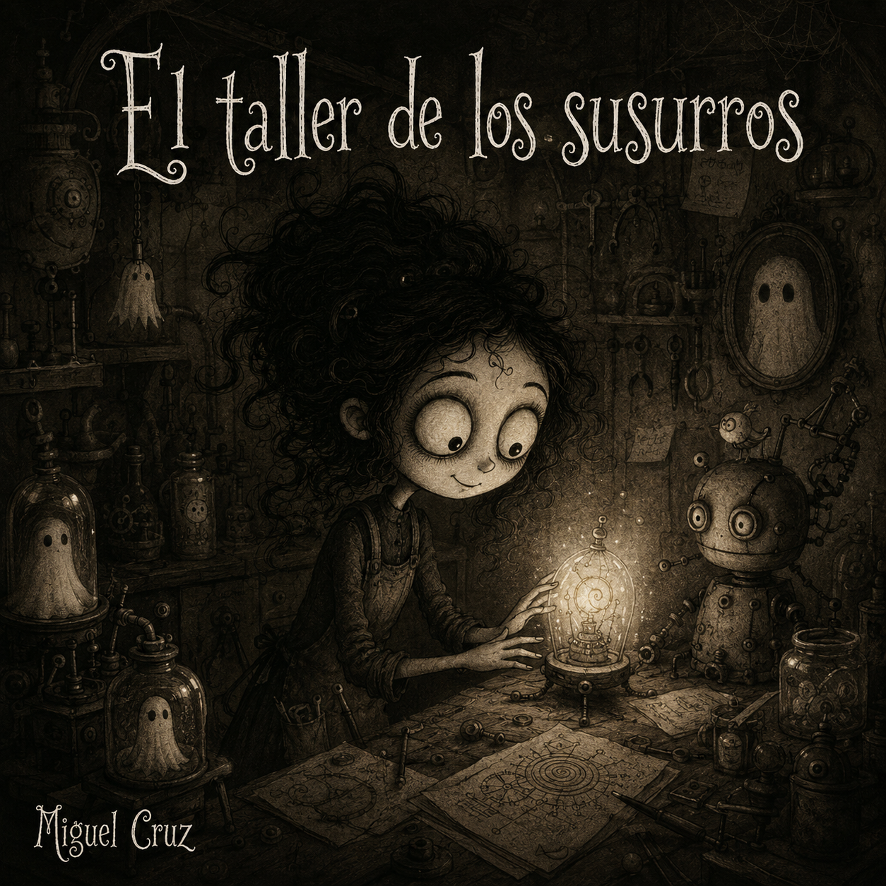 El taller de los susurros, ilustración gótica de fantasía